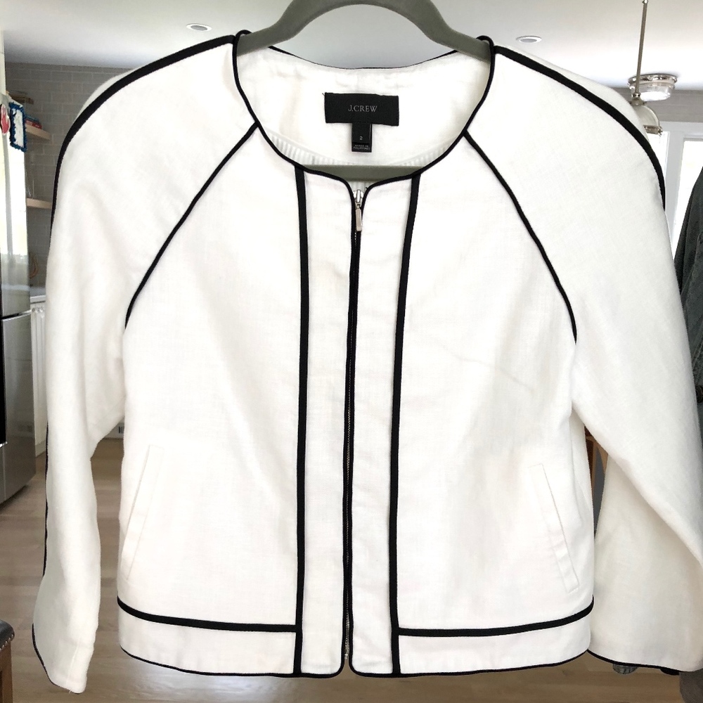 J Crew White Bolero Zip Jacket